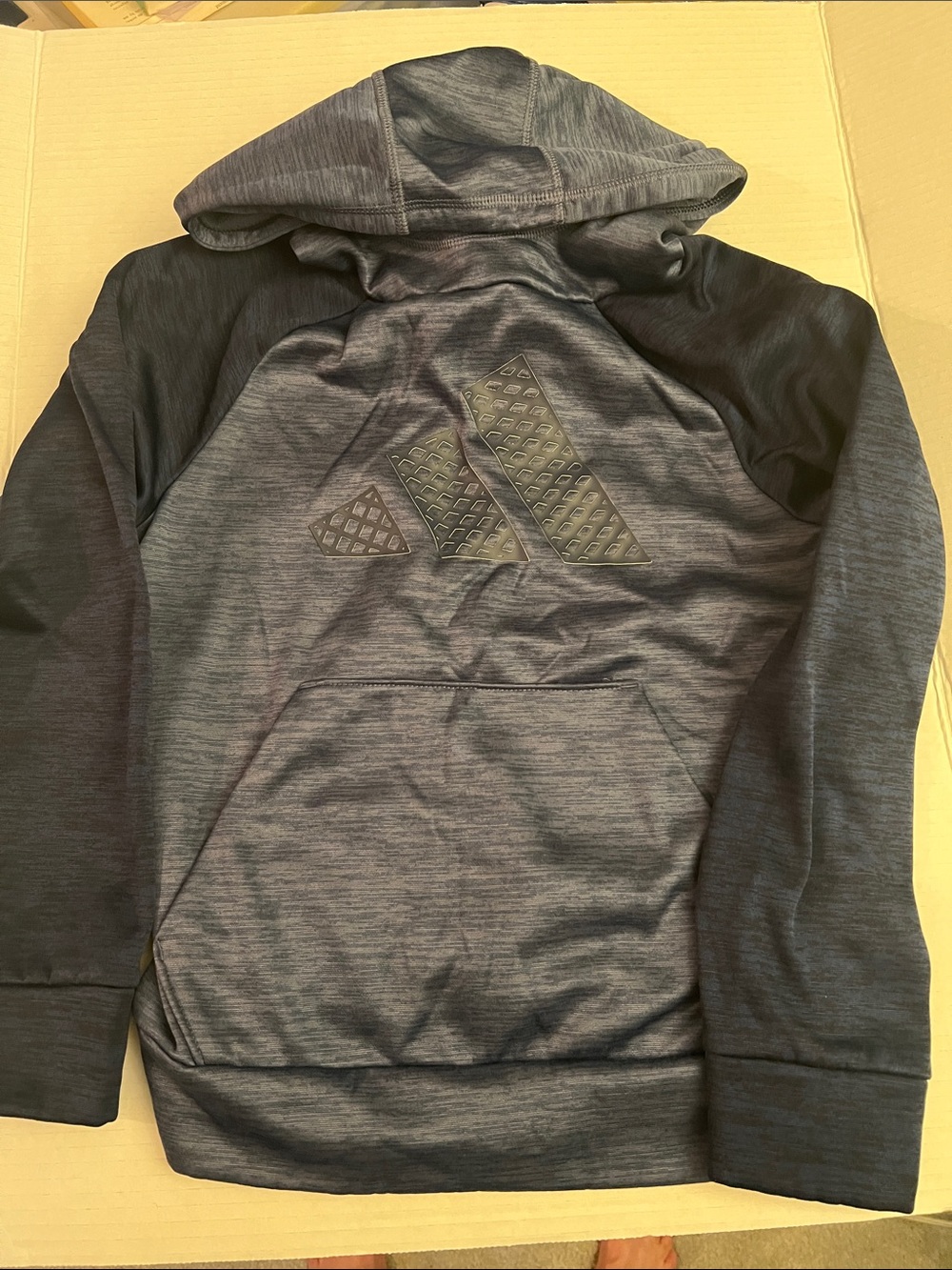 adidas Kids Heather Dark Blue Hooded Performance Sweatshirt